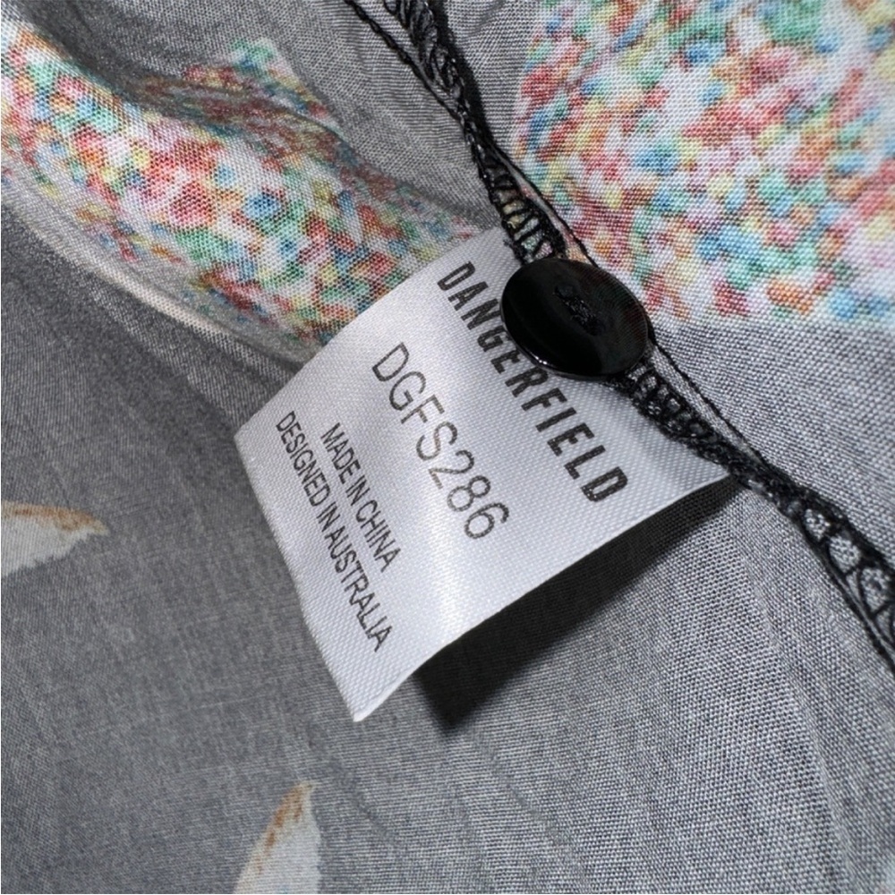 Dangerfield Fairy Bread Short Sleeve Button Up Novelty Shirt Black Size 16/ XL - Picture 6 of 7